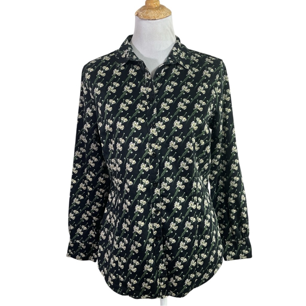 Brooks Brothers Snow Blossom Print Cotton Sateen Button Down Shirt Size 12